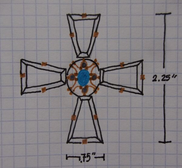 Sketch on Paper of Jet Black Accessocraft NYC Brooch