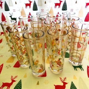 Set of Twelve Decorated Gilded Shot Glasses