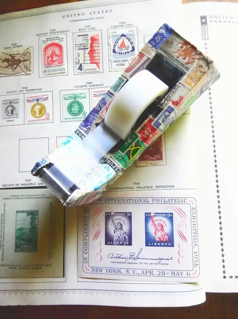 tape holder with post cards