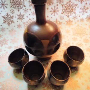 Tipsy Sake Set, Earthenware and Moderne Geometric Glaze