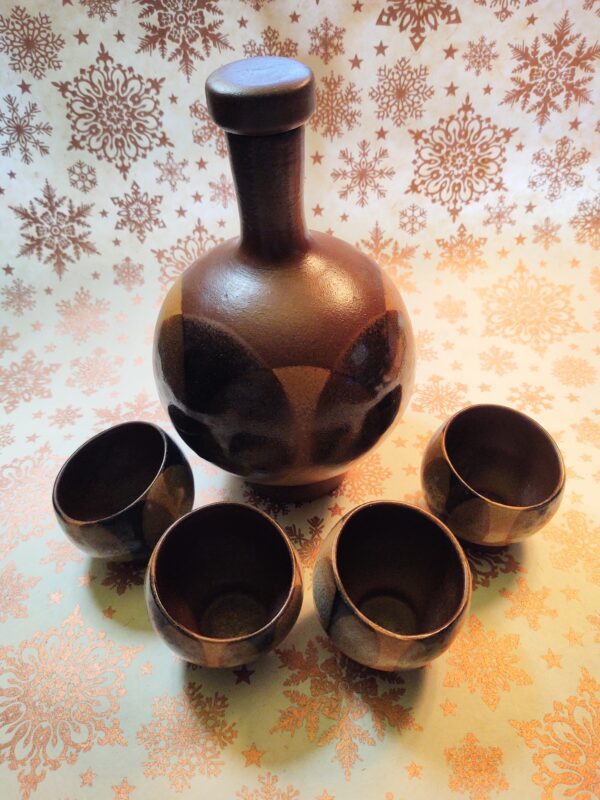 Tipsy Sake Set, Earthenware and Moderne Geometric Glaze