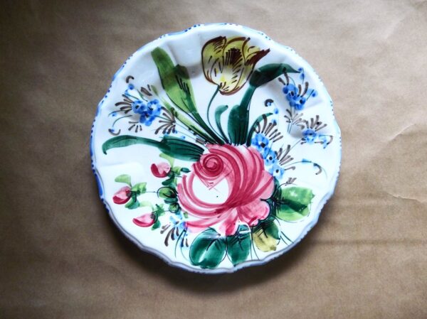 Fiori Dessert Plate with Rose and Tulip Print