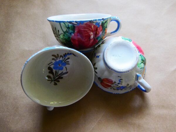 Three Cups with Rose and Tulip Decoration