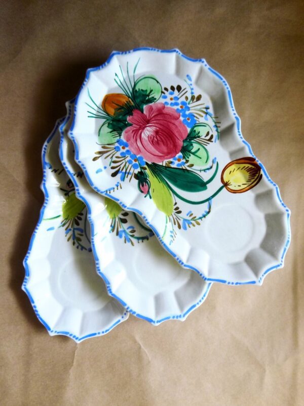 Three Dessert Plates with Fanciful Scalloped Edges