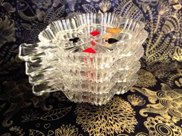 Vintage Czechoslovakian Bohemia Crystal Ashtray Set