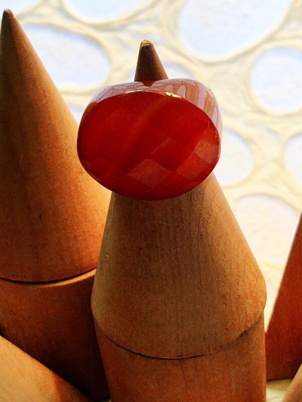 Orange Caramel Faceted Agate Cocktail Ring