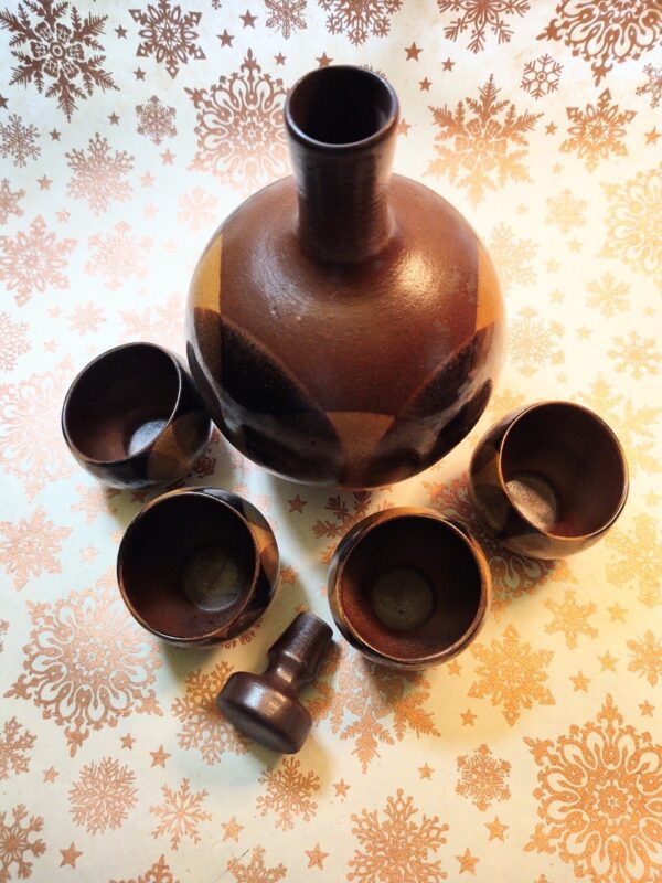 Tipsy Sake Set with Four Cups, Decanter, and Stopper