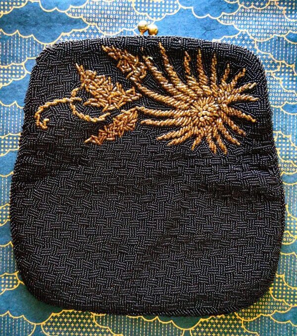 Large View of Beaded Vintage Clutch with Sunburst Motif