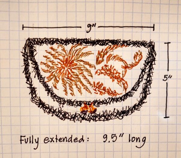 Dimensions and Sketch of Beaded Vintage Clutch