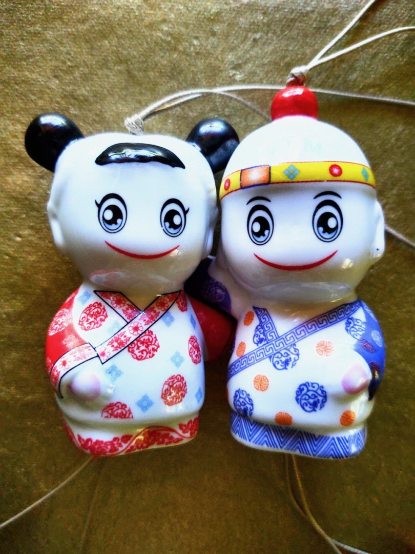 Girls and Boys Belles, Happy Face Porcelain Bells