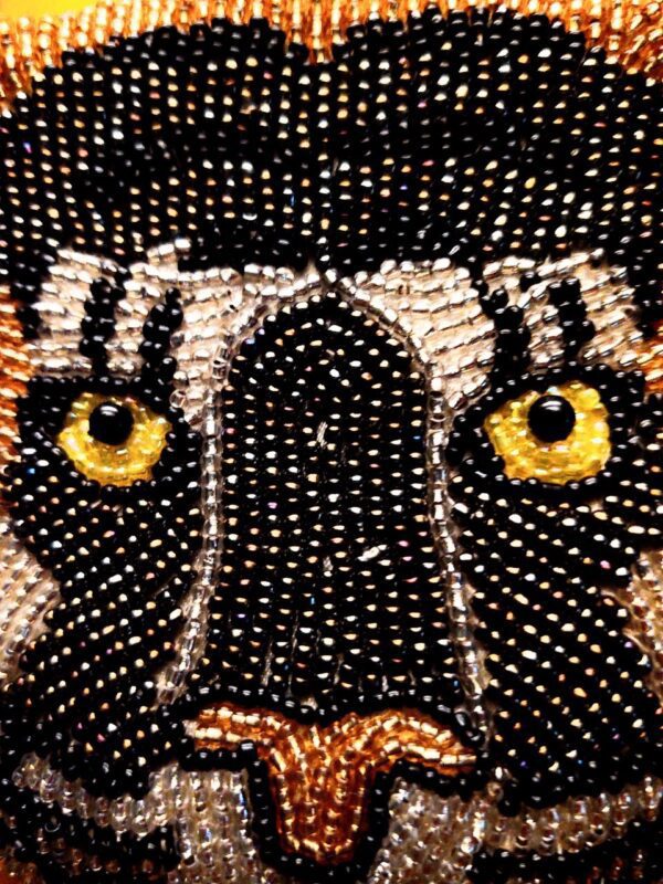 Beaded Tiger Purse with Close up of Tiger Face