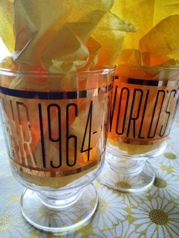 A Pair of Worlds Fair Pedestal Glasses,