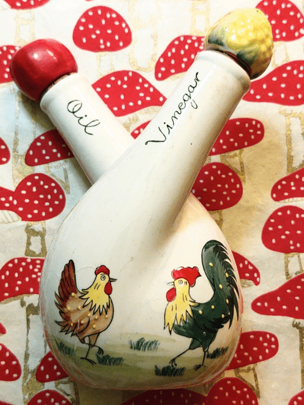 Farm Couple Double Neck Cruet, Hen and Rooster