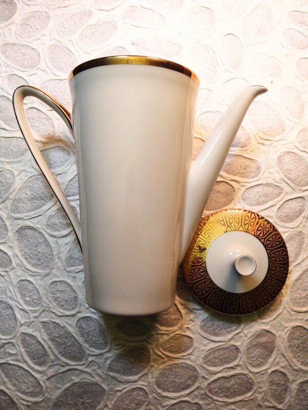 Modern Sleek Gold Trimmed Coffee and Tea Pot