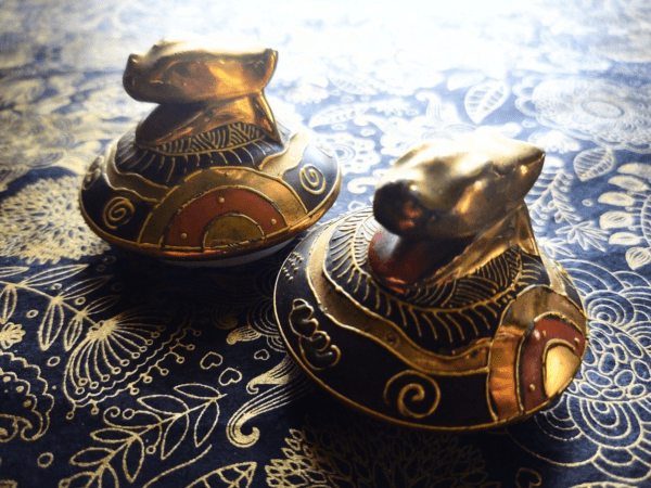 Japanese Cloisonne Cream and Sugar Set, 24k Gold and Lid