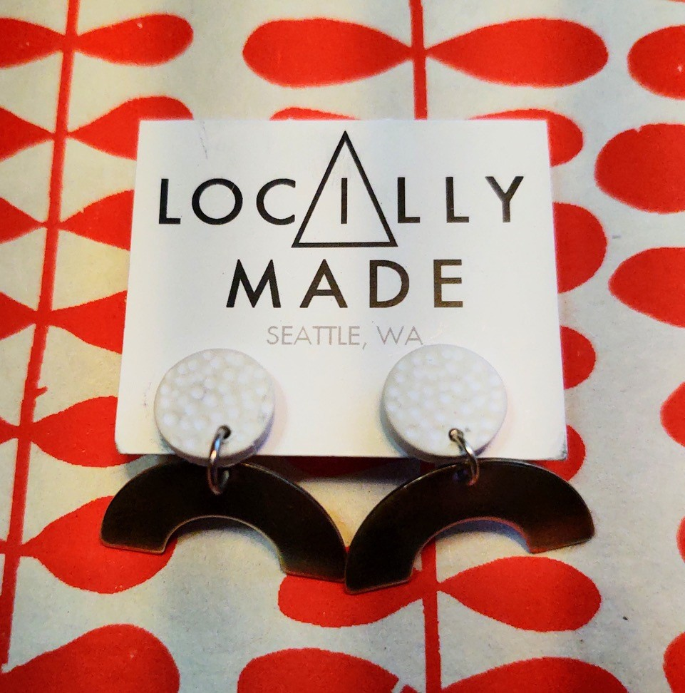 Locilly Made Earrings, Polymer Clay and Brass